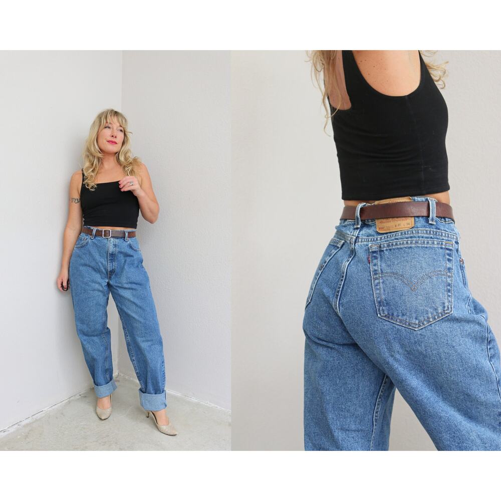 Early 1990's Vintage Levi's 550 Blue Wash Jeans ~ Women's LG XL 34" to 35" Waist